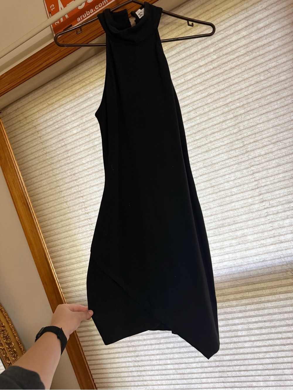 by the way. Black Sleeveless High-Neck Mini Dress